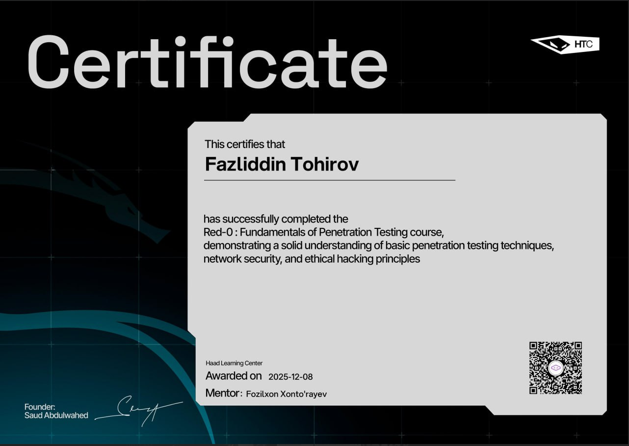 HTC certificate image